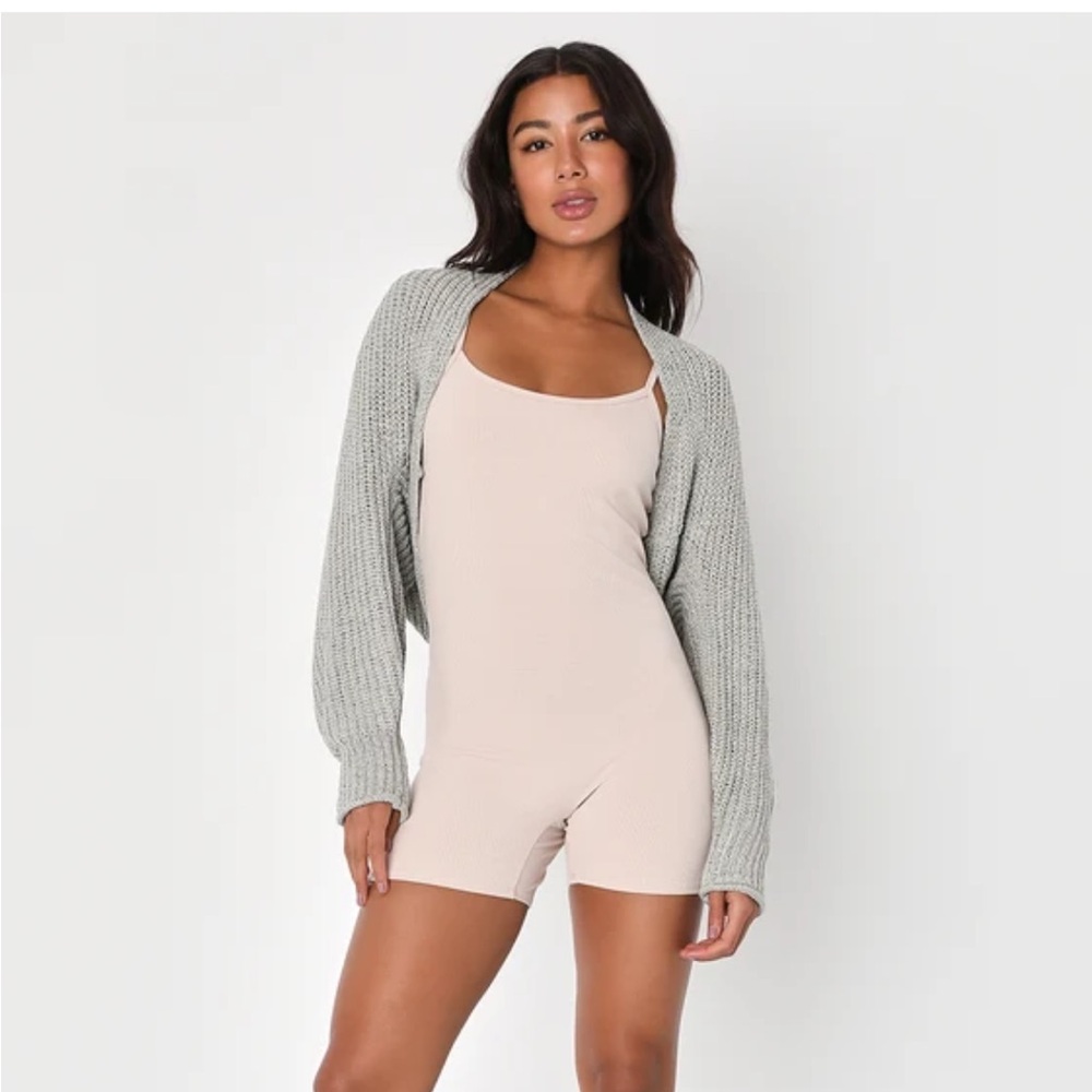 Beige Ribbed Tank Romper NWT - Picture 3 of 5